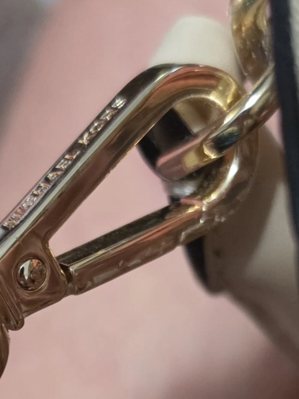 Michael Kors Rose Gold Dome Satchel with Blush Handles